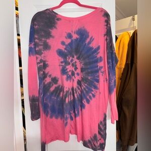 Pink and blue tie dye long sleeve shirt